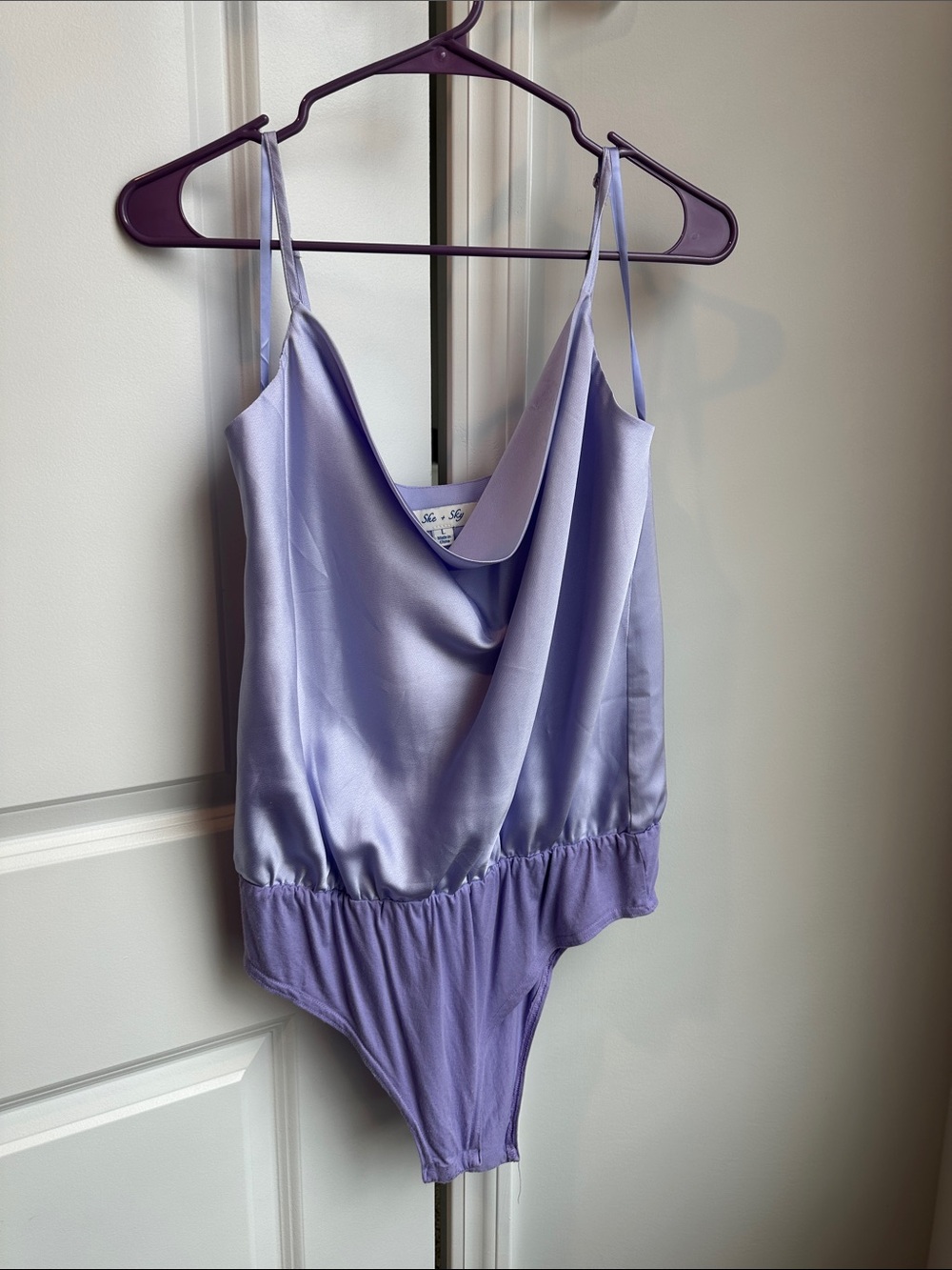 Silky Lilac Cowl Neck Bodysuit - Women Intimates
